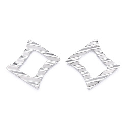Stainless Steel Color Non-Tarnish 304 Stainless Steel Pendants, Rhombus Charm, Stainless Steel Color, 38.5x38.5x2mm, Hole: 1.6mm, Side Length: 28mm