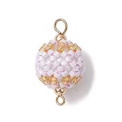 Лиловый Бисер ткацкий станок круглый соединительный элемент подвески, с двойными петлями из латуни золотистого цвета, сирень, 27x16 мм, отверстие : 1.8~3.1 мм