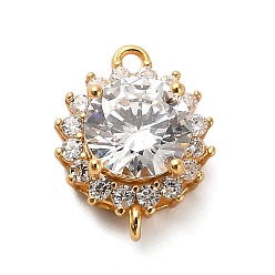 Золотой 925 подвески-коннекторы из стерлингового серебра с прозрачным кубическим цирконием, цветок ссылки, с печатью 925, золотые, 12.5x10x5 мм, отверстие : 1.2 мм