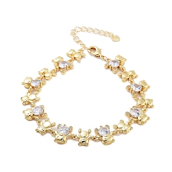Прозрачный Браслеты-цепочки из латуни с покрытием из латуни и кубического циркония для женщин, реальный 18 k позолоченный, без кадмия и без свинца, долговечный, прозрачные, 7-7/8 дюйм (20 см)