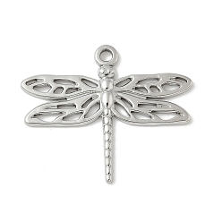 Нержавеющая Сталь Цвет 304 из нержавеющей стали стрекоза подвески, обереги от насекомых, не тускнеет, цвет нержавеющей стали, 25x30x2 мм, отверстие : 1.8 мм