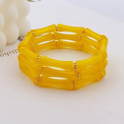 Золотистый Браслеты из акрила и бамбука для женщин, золотые, внутренний диаметр: 2-1/4 дюйм (5.8 см)
