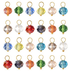 Gemischte Farbe 200Stk. 10 Farben Glasanhänger, mit Messing-Zubehör, Gemischte Farbe, 9.8 mm, Bohrung: 1.1 mm, 20 Stk. je Farbe