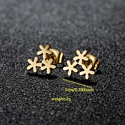 Цветок 201 из нержавеющей стали серьги, золотые, цветок, 10 мм