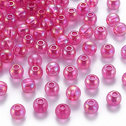 Фуксиновый Прозрачные акриловые бусины, с покрытием AB цвета, круглые, красно-фиолетовые, 6x5 мм, отверстие : 1.8 мм, Около 4400 шт / 500 г
