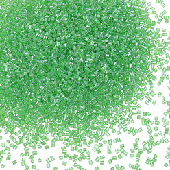 Medium Sea Green 120G Glass Bugle Beads, Transparent Colours Luster, Medium Sea Green, 2.5~3x2.5mm, Hole: 1mm