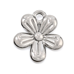 Stainless Steel Color 304 Stainless Steel Pendants, Flower Charms, Stainless Steel Color, 23x21x3mm, Hole: 2.5mm