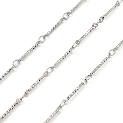 Нержавеющая Сталь Цвет Устойчивые к потускнению 304 прямоугольные звенья цепи из нержавеющей стали, пайки, , с катушкой, цвет нержавеющей стали, 15x1x1 мм, Кольцо: 2 mm, около 10 м / рулон