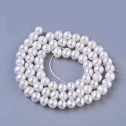 Creamy White Potato Natural Cultured Freshwater Pearl Beads Strands, Creamy White, 4~5mm, Hole: 0.5mm, about 75~107pcs/strand, 13.3 inch~15 inch