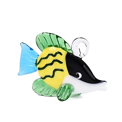 Шампанско-Желтый Большие подвески, лэмпворк, ручная работа , рыбы прелести, шампанское желтый, 32~38x50~60x18~23 мм, отверстие : 4~5.5 мм