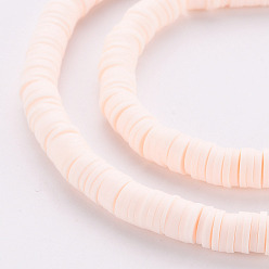 PeachPuff Handmade Polymer Clay Bead Strands, Heishi Beads, Disc/Flat Round, PeachPuff, 6x0.5~1mm, Hole: 2mm, about 320~447pcs/strand, 15.74 inch~16.92 inch