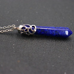 Ляпис-Лазурь Ожерелья с подвесками в виде пули из натурального лазурита, пуля голова, ожерелья-цепочки из сплава, платина, 15.75 дюйм (40 см)