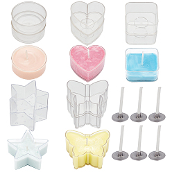 Clear DIY Candle Making Tools, Including Cotton Candle Wicks, Mixed Shapes Plastic Candle Cups, Clear, 25~26x12.5x0.4mm, 40pcs/set