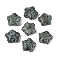 Bleu Cadet Perles de verre opaque Picasso, étoiles, bleu cadet, 15~15.5x15.5~16x8~8.5mm, Trou: 1~1.5mm, environ 213 pcs / livre