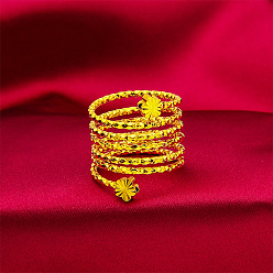 Цветок Латунные манжеты открытые кольца для женщин, золотые, цветок, размер США 4 1/4 (15 мм)