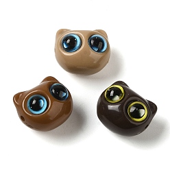 Mixed Color Opaque Acrylic with Resin Beads, Cat Head, Mixed Color, 15x17x13mm, Hole: 1.8mm