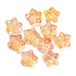 Седло Коричневый Прозрачные стеклянные бусины, звезды с бантом, седло коричневый, 13.5~14x14.5x7~8 мм, отверстие : 1.2 мм