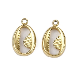 Настоящее золото 18K 304 прелести нержавеющей стали, ионное покрытие (ip), подвески в форме ракушек, реальный 18 k позолоченный, 13.5x8.5x2.5 мм, отверстие : 1.4 мм