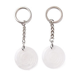 Quartz Crystal Natural Quartz Crystal Trinity Knot Pendant Keychain, with Brass Keychain Ring, 9cm