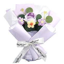 Лиловый 1 набор букетов искусственных цветов из полиэстера, роза, с пластиковым пакетом, бумажной карточкой и полиэстеровой нитью, сирень, 270x240x55 мм