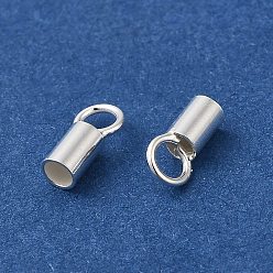 Silver 925 Sterling Silver Cord Ends, End Caps, Column, Silver, 7.5x3x2.5mm, Hole: 2mm, Inner Diameter: 2mm