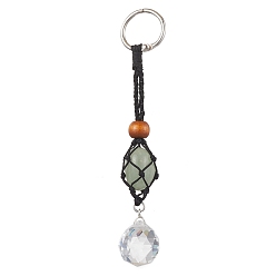 Круглые Стеклянный кулон декор, железные кольца и мешочек из плетеной нейлоновой нити для подвесных украшений, круглые, 140 мм