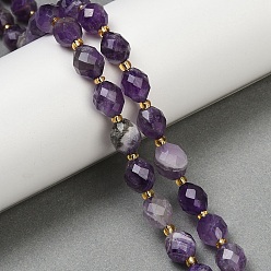 Аметист Природный аметист нитей бисера, граненые, овальные, с бисером, 10x8 мм, отверстие : 1 мм, около 34 шт / нитка, 15.16''~15.35'' (38.5~39 см)