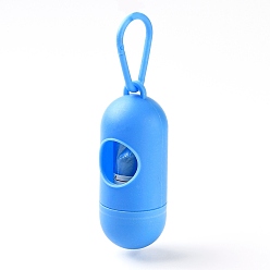 Himmelblau Plastiktütenhalter in Tablettenform, mit Abfallsäcken und Karabinern, Himmelblau, 140 mm, Pille: 10x4cm, Tasche: 30x24cm, 15Stück/Rolle
