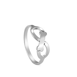 Нержавеющая Сталь Цвет Кольца из нержавеющей стали с не тускнеющей косточкой Infinity, украшения для унисекс, цвет нержавеющей стали, 7.4 мм, размер США 7 (17.3 мм)