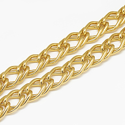 Gold Unwelded Aluminum Double Link Chains, Gold, 22x15x2.2mm