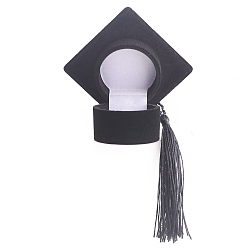 Black Velvet Rings Box, Hat Jewelry Box, Black, 6.3x6.3x4cm
