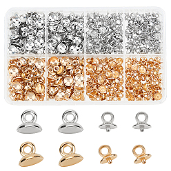 Пластиковый 400 шт 4 стиль ccb пластиковый стакан жемчужный штифт скобы булавки подвески, за половину пробурено бисера, 6.5x6 мм, отверстие : 2 мм, штифты : 1.4 мм, 100 шт / стиль, 400 шт / коробка