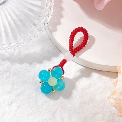 Красный Украшения из искусственного нефрита, плетеные из стекла, с имитацией клевера, окрашенные в технике выпечки, подвесные украшения из нейлоновой нити, красные, 50 мм