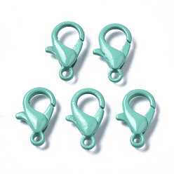 Бирюза Застежки-клешни из экологически чистого сплава, окрашенные распылением, без кадмия, без никеля и без свинца, бирюзовые, 12.5x8x3 мм, отверстие : 1.2 мм