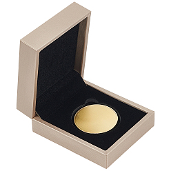 Цвет Древесины Прямоугольные коробки для хранения монет из искусственной кожи, подарочный футляр для памятной монеты с бархатной подкладкой, деревесиные, 8.45x7.35x3.85 см