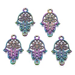 Rainbow Color Подвески из сплава , без кадмия, без никеля и без свинца, hamsa рука / рука fatima / рука miriam, Радуга цветов, 23.5x14.5x1 мм, отверстие : 1.8 мм