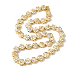 Прозрачный Ожерелья с цветочным звеном из латуни и циркония для женщин, без кадмия и без свинца, долговечный, реальный 18 k позолоченный, прозрачные, 16.26 дюйм (41.3 см)