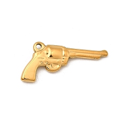Настоящее золото 18K 304 подвески из нержавеющей стали, ионное покрытие (ip), очарование пистолета, реальный 18 k позолоченный, 12x24.5x3 мм, отверстие : 1.4 мм