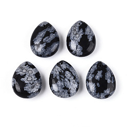 Снежный Обсидиан Естественно снежинка обсидиана подвески, слезинки, 23~23.5x17.5~18x8.5~9.5 мм, отверстие : 0.9~1 мм