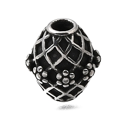 Античное Серебро 304 из нержавеющей стали бусы, овальный с сетчатым и цветочным узором, античное серебро, 10x8.5 мм, отверстие : 2 мм