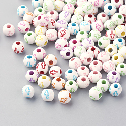 (52) Непрозрачная лаванда Ремесло стиль акриловые бусины, круглые, разноцветные, 6 мм, Отверстие : 2 мм , около 4400 шт / 500 г