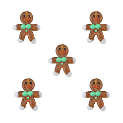 Gingerbread Man Бусины лэмпворк ручной работы на новогоднюю тематику, Колобок, 28x25 мм