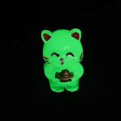 Белый Светящиеся смоляные украшения для демонстрации кошек, украшение домашнего офиса, светится в темноте, белые, 30.5x17x17.5 мм