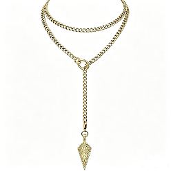 Golden Adjustable 316L Surgical Stainless Steel Arrowhead Pendant Twisted Chain Lariat Necklaces for Women, Golden, 24.80 inch(63cm)