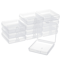Clear 20Pcs Transparent Plastic Bead Containers, with Hinged Lids, Rectangle, Clear, 6.2x5.8x1.7cm