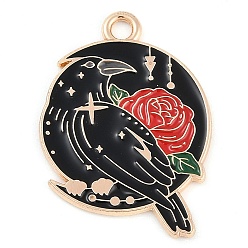 Raven Подвески из сплава , с эмалью, золотой свет, ворон, 27.5x19.5x1.5 мм, отверстие : 2 мм