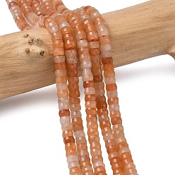 Красный Авантюрин Нити из натуральных красных бусин хейши из авантюрина, граненые, рондель, 4x2 мм, отверстие : 1 мм, около 161 шт / нитка, 14.76'' (37.5 см)