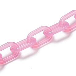 Pink Handgemachte nachgemachte Gelee Acryl Kabelketten, für Schmuck machen, ungeschweißte, ellipsenförmige, rosa, Link: 27x16.5x4 mm, 39.37 Zoll (1 m)/Strang
