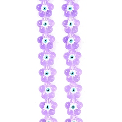 Фиолетовый Прозрачные стеклянные бусины, с эмалью, цветок с сглаза, фиолетовые, 14x15x8 мм, отверстие : 1 мм, около 25 шт / нитка, 13.39'' (34 см)