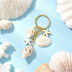 Золотой Брелок из железа и латуни, со спиральной оболочки, Тема океана, золотые, 88 мм